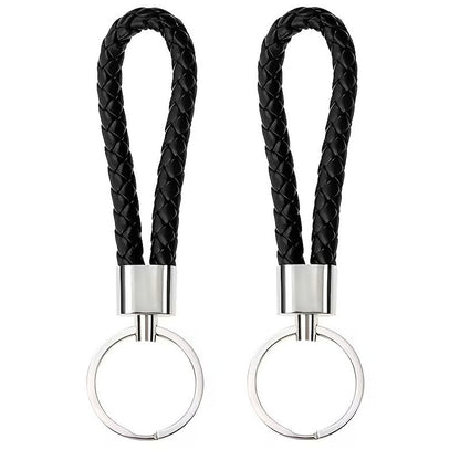 2 x Black Keyring Leather Belt Loop Keychain Fob Holder Clip Hook Dangler UK