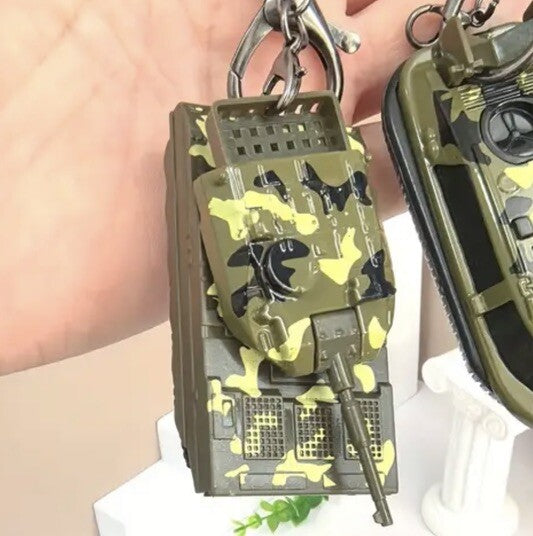 Mini Modern Army Military Tank Shaped Keyring Premium Keychain Gift UK