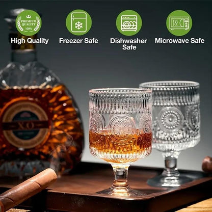 x1 Glass 6oz Goblet Drinking Glass Vintage Floral Design Whiskey Cocktail UK