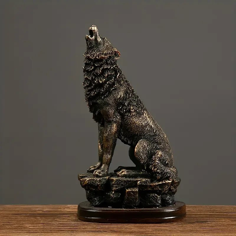 Resin Lifelike Howling Wolf Home Figurine Sculpture Gift UK