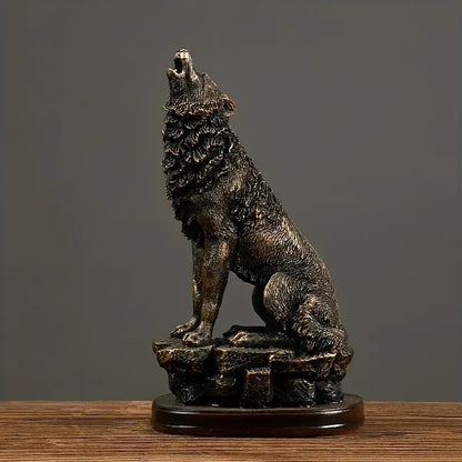 Resin Lifelike Howling Wolf Home Figurine Sculpture Gift UK