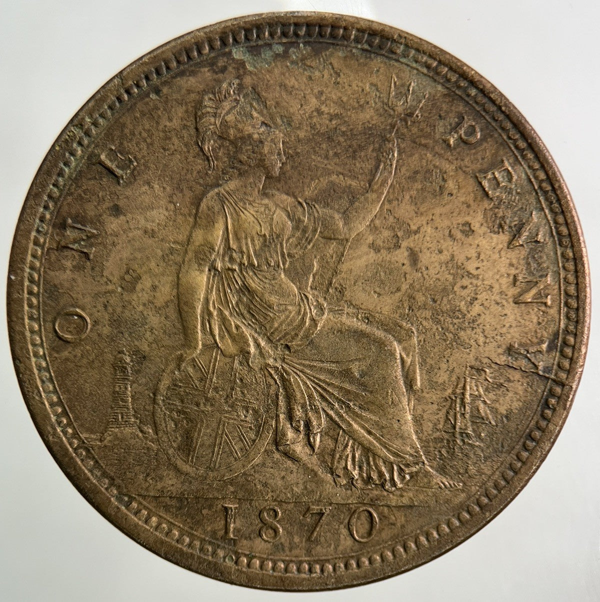 1870 Victoria One Penny Coin | Very Fine Grade