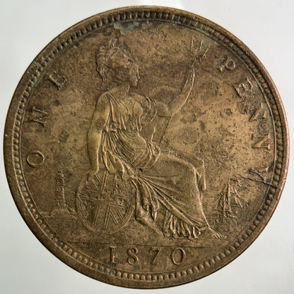 1870 Victoria One Penny Coin | Very Fine Grade