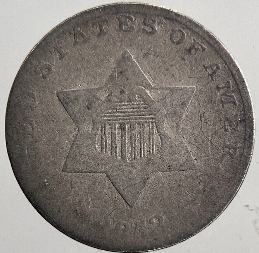 1853 US USA 3 III Silver Cents Coin | Collectable Grade | a5510
