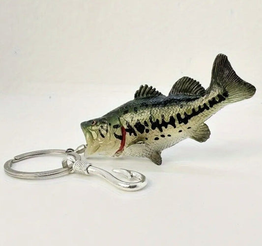 Mini Bass Fish Fishing Shaped Keyring Premium Keychain Gift UK