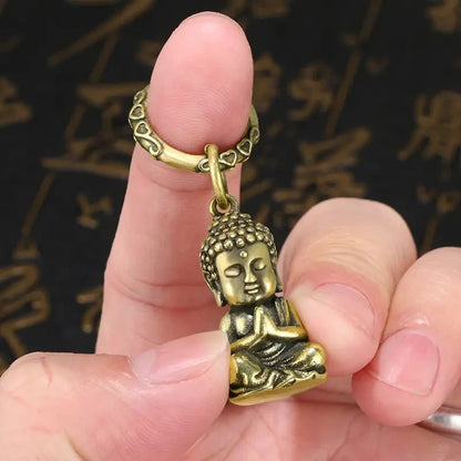 Mini Metal Buddha Buddhism Shaped Keyring Premium Keychain Gift UK