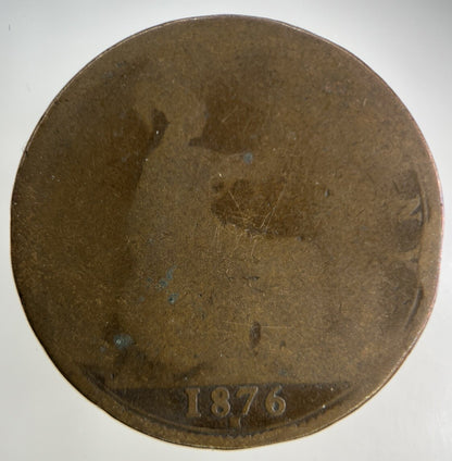 1876 - H Victoria One Penny Coin | Fair Grade