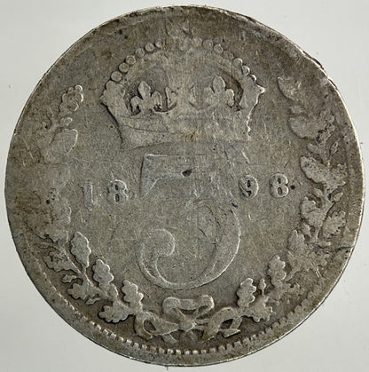 1898 Victoria Threepence Silver Coin | Fair Grade