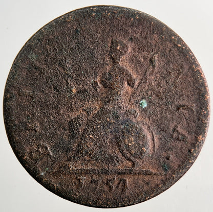 1754 George II 2nd Farthing Coin | Fine Collectable Grade | a9754
