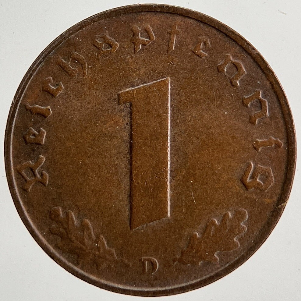 1937 - D Nazi Germany 1 Pfennig Coin | Very High Grade