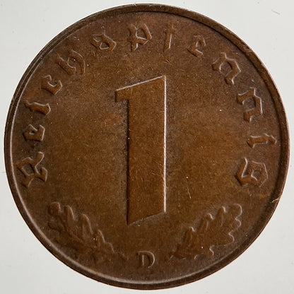 1937 - D Nazi Germany 1 Pfennig Coin | Very High Grade
