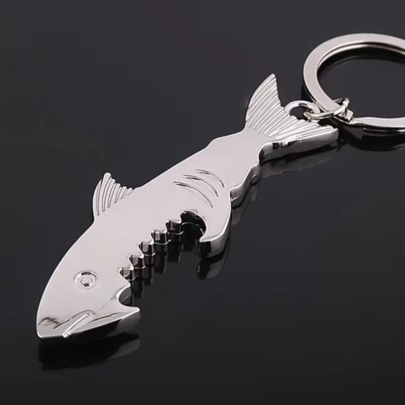 Metal Shark Bottle Opener Keyring Premium Keychain Gift UK