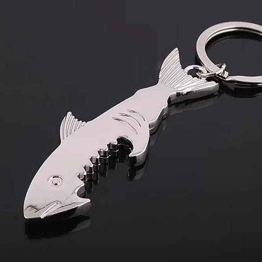 Metal Shark Bottle Opener Keyring Premium Keychain Gift UK