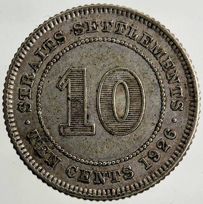 1926 Straits Settlements 10 Cents Silver Coin | Fine Collectable Grade