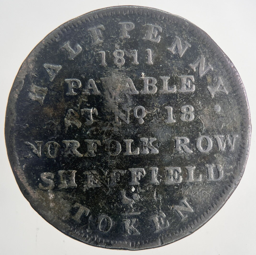 1811 Norfolk Row Sheffield Half - Penny Token Coin | Collectable Grade | a6824