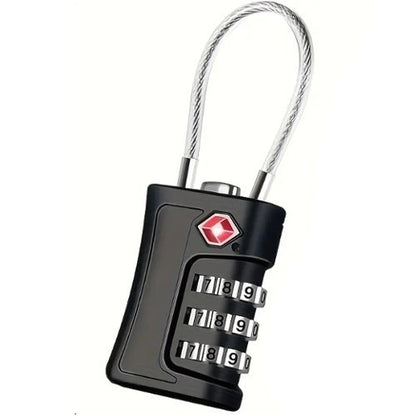 TSA 3 Digit Black Metal Security Lock Luggage Case Padlock Backpack UK Stock