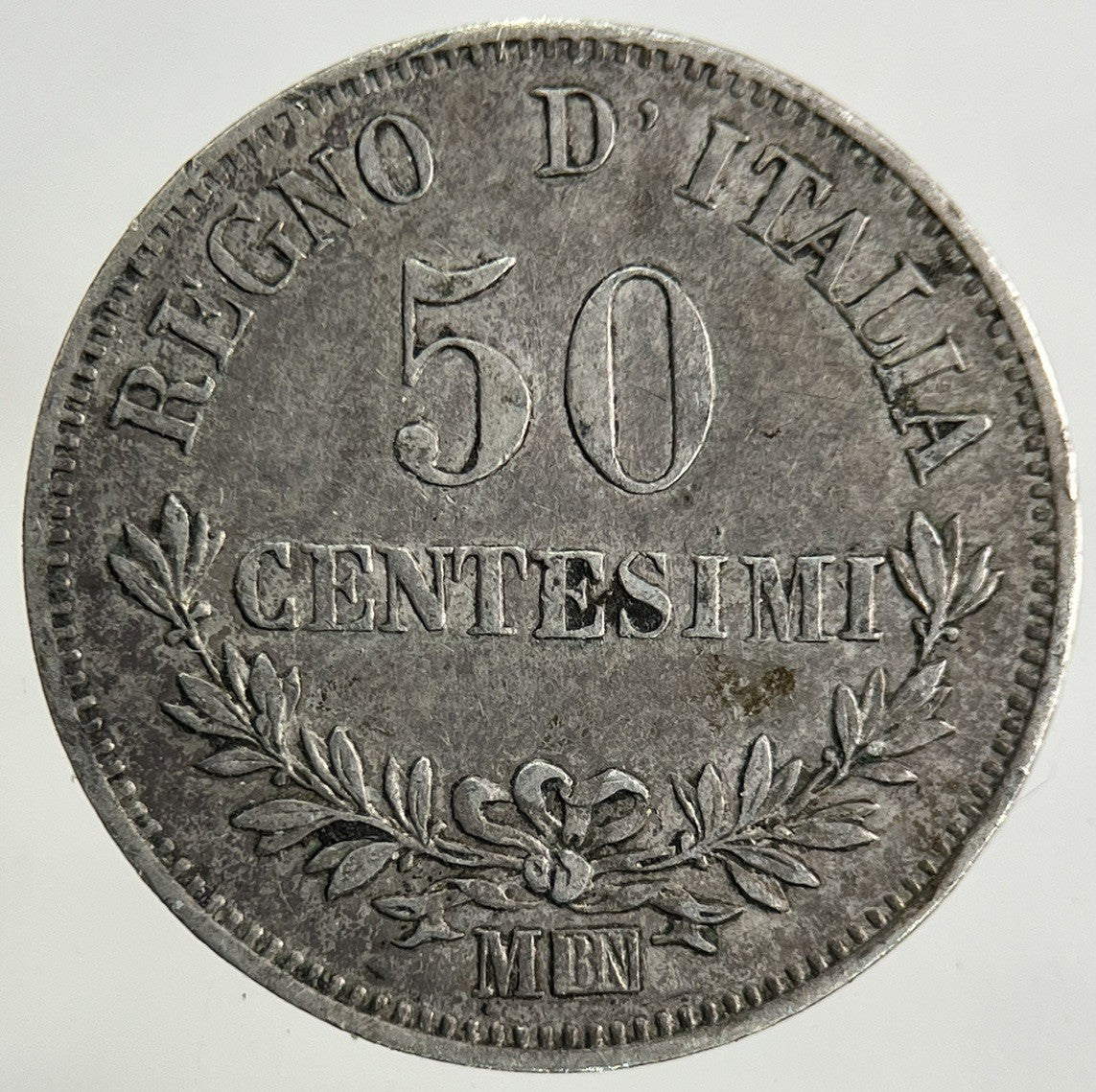 1863 Italy 50 Centesimi Silver Coin | Very High Grade