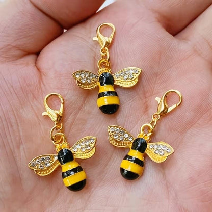 Metal Honey Bee Insect Charm Keyring Keychain Gift UK