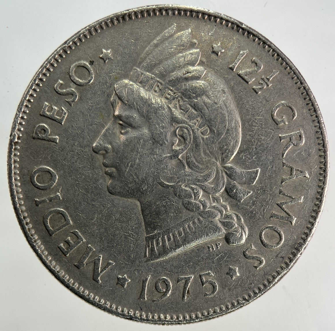 1975 Dominican Republic 12 1/2 Gramos Medio Peso Coin | Fine Collectable Grade