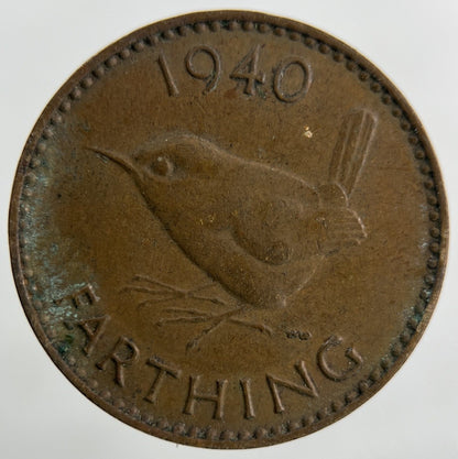 1940 George VI Wren Farthing Coin | Collectable Grade