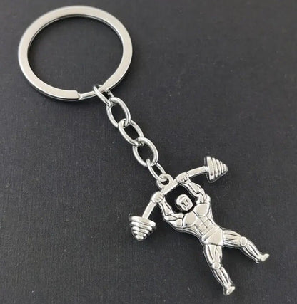 Mini Metal Bodybuilder Strong Man Gym Weights Keyring Premium Keychain Gift UK