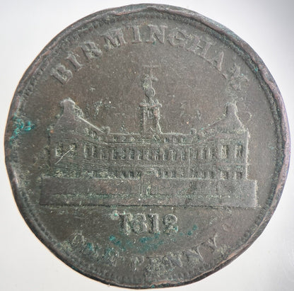 1812 Birmingham Workhouse One Penny Token Coin | Collectable Grade | a650