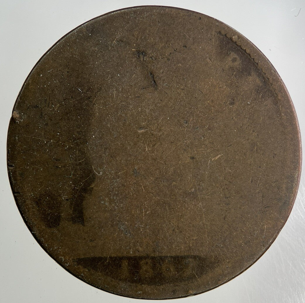 1862 Victoria One Penny Coin | Worn Grade
