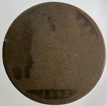 1862 Victoria One Penny Coin | Worn Grade