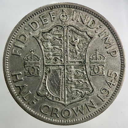 1945 George VI Half - Crown Silver Coin | Fine Collectable Grade