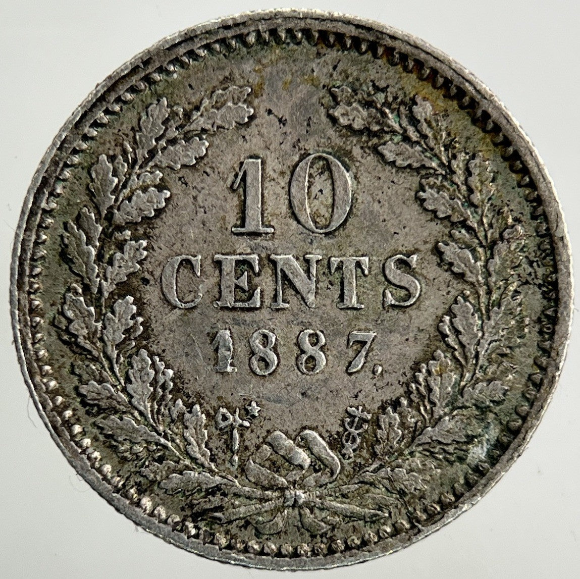 1887 Netherlands 10 Cents Silver Coin | Very High Grade