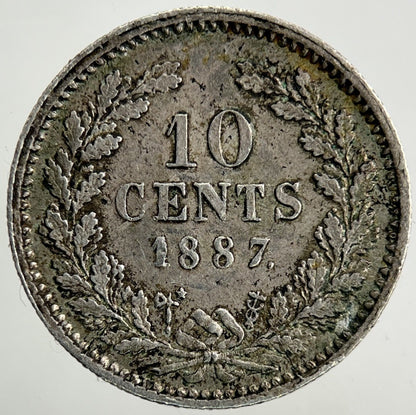 1887 Netherlands 10 Cents Silver Coin | Very High Grade