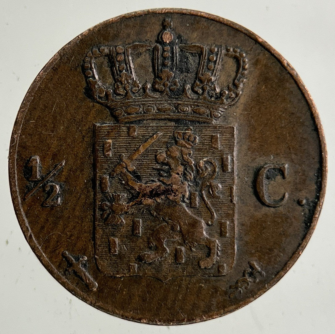 1865 Netherlands 1/2 Half Cent Coin | Very High Grade