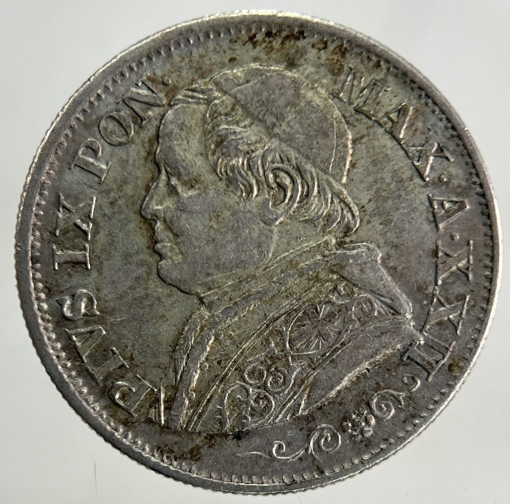 1868 Italy Papal States 10 Soldi Silver Coin | Very High Grade