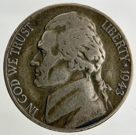 1943 - S US USA War Nickel Silver Coin | Fine Collectable Grade