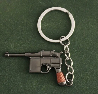 Mini German WWI Mauser Pistol Gun Shaped Keyring Premium Keychain Gift UK