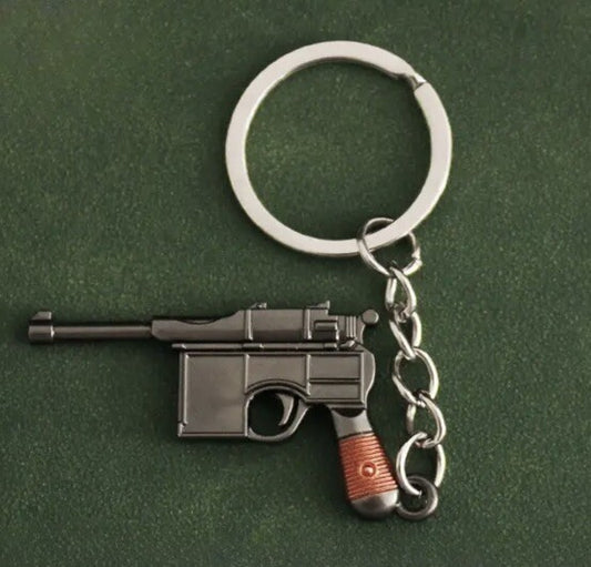 Mini German WWI Mauser Pistol Gun Shaped Keyring Premium Keychain Gift UK