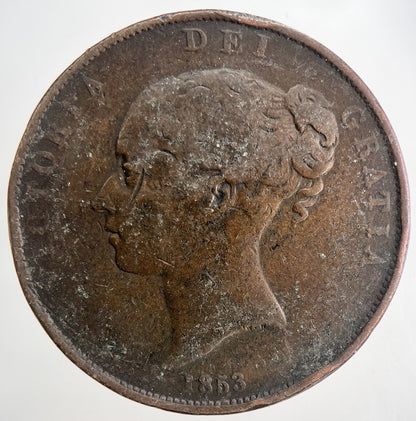1853 Victoria One Penny Coin | Fine Collectable Grade | a9061