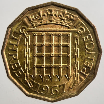 1967 British Brass Threepence Coin | Very High Grade | a7710