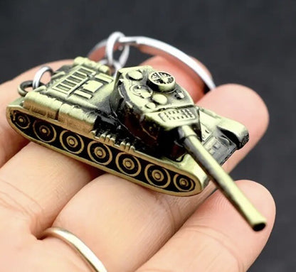 Mini Tank Bronze Coloured With Rotating Turret Keyring Premium Keychain Gift UK