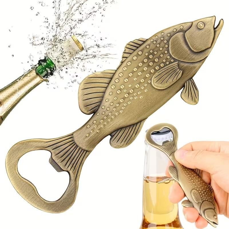 Metal Brass Sea Bass Fish Fishing Bottle Opener Premium Gift UK