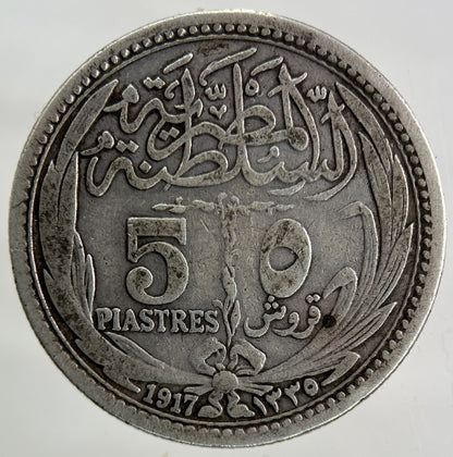 1917 Egypt 5 Piastres Silver Coin | Fine Collectable Grade