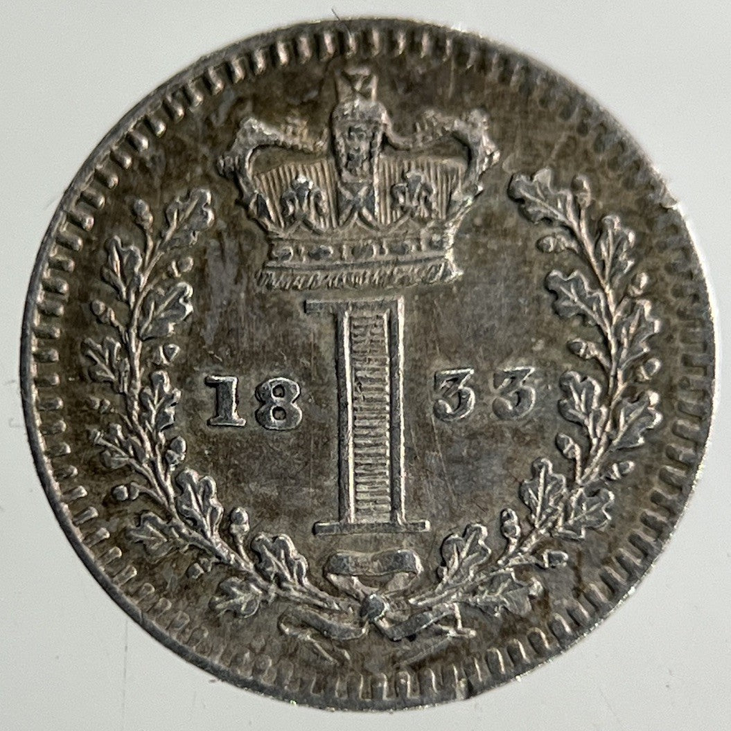 1833 William IV Maundy One - Pence Penny Silver Coin | Very High Grade