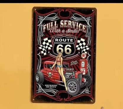 Route 66 Full Service USA Metal Plaque Retro Vintage Tin sign 30x20cm