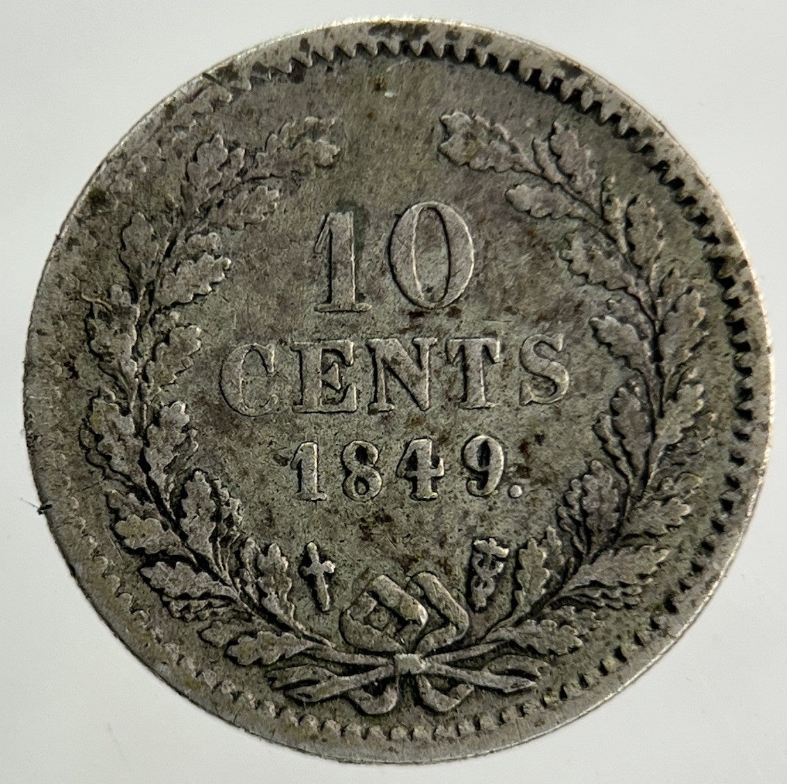 1849 Netherlands 10 Cents Silver Coin | Fine Collectable Grade