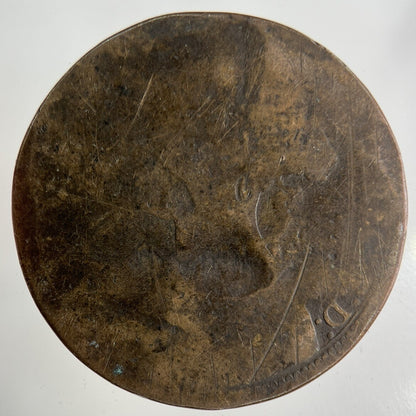 1870 Victoria One Penny Coin | Worn Grade