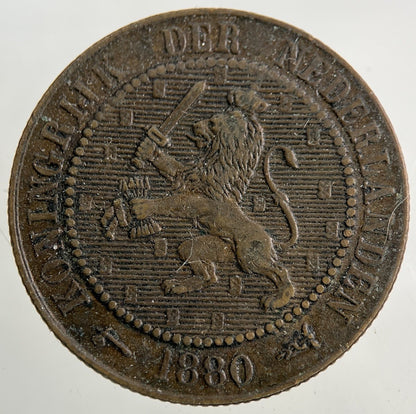 1880 Netherlands 2 1/2 Cents Coin | Fine Collectable Grade