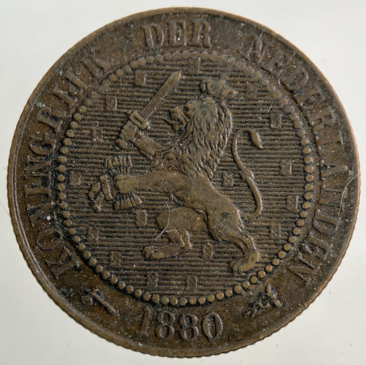 1880 Netherlands 2 1/2 Cents Coin | Fine Collectable Grade