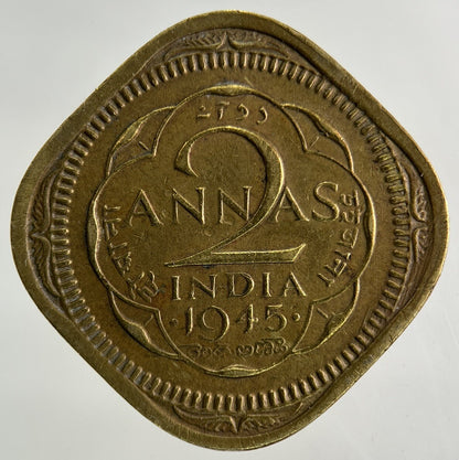 1945 India 2 Annas Coin | Fine Collectable Grade