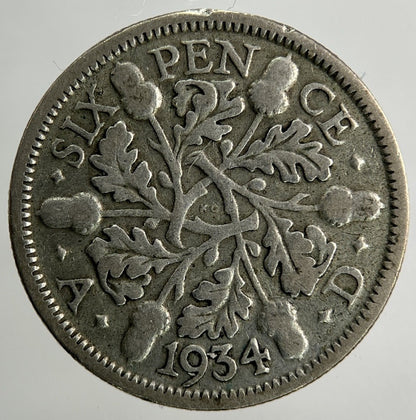 1934 George V Sixpence Silver Coin | Collectable Grade