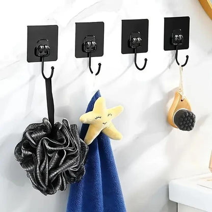 5 x Black Kitchen Hooks Wall Mounted Cupboard Bathroom Utensil Hanging Holder